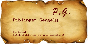 Piblinger Gergely névjegykártya